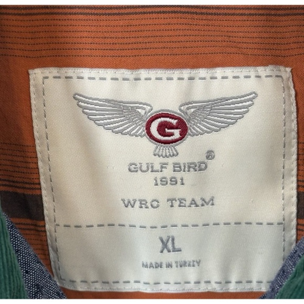 GULF BIRD WRC TEAM Green Corduroy Long Sleeve Button Up‎ Shirt Men's XL - Picture 3 of 8